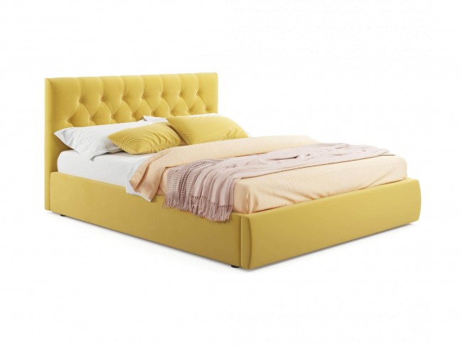 Мягкая кровать Verona 1400 желтая с ортопедическим основанием фото
