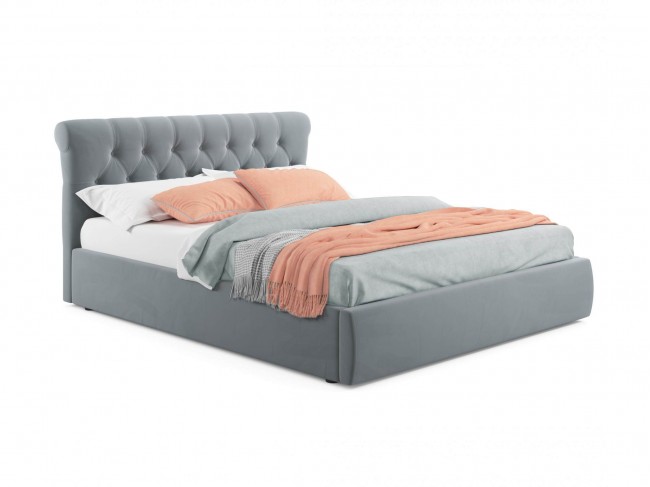 Мягкая кровать Ameli 1400 серая с подъемным механизмом с матрасо фото