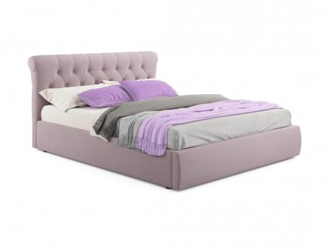 Мягкая кровать Ameli 1400 лиловая с подъемным механизмом с матра фото