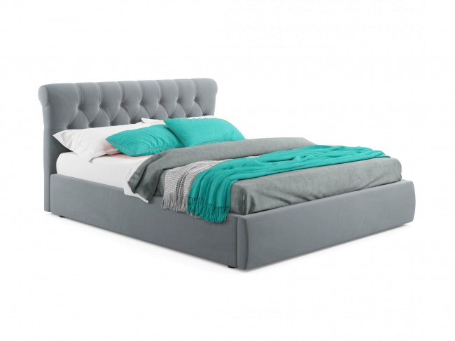 Мягкая кровать Ameli 1400 серая с подъемным механизмом с матрасо фото