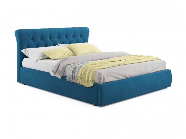 Мягкая кровать Ameli 1400 синяя с подъемным механизмом с матрасо фото