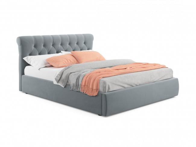 Мягкая кровать Ameli 1600 серая с подъемным механизмом с матрасо фото