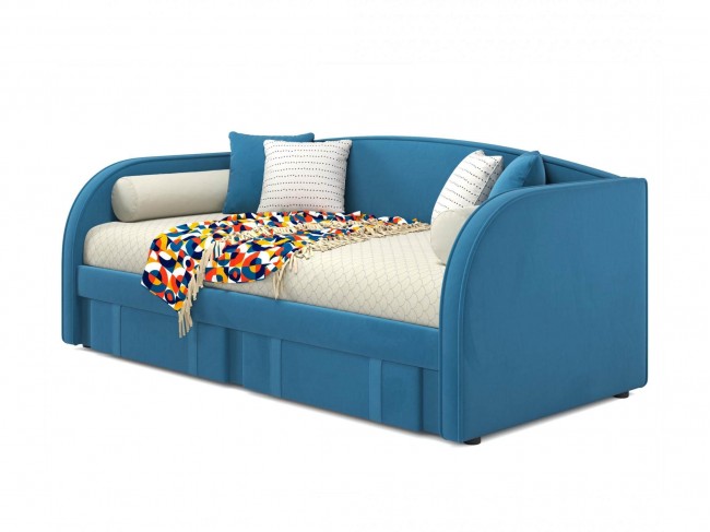 Мягкая кровать Elda 900 синяя с ортопедическим основанием фото