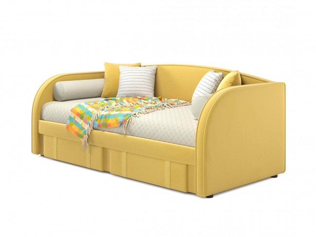 Мягкая кровать Elda 900 желтая с ортопедическим основанием фото