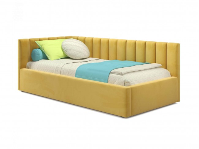 Мягкая кровать Milena 900 желтая с подъемным механизмом фото