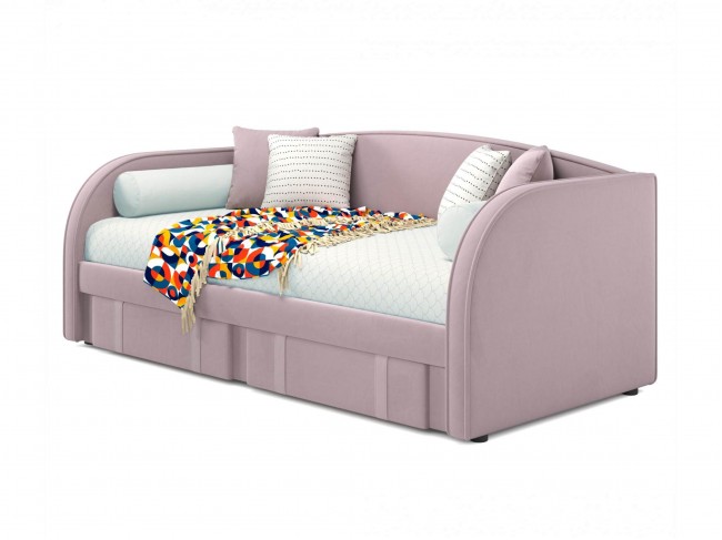Мягкая кровать Elda 900 лиловая с ортопедическим основанием и ма фото