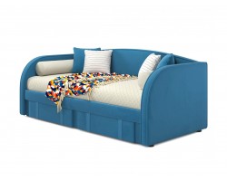 Односпальная кровать Мягкая Elda 900 синяя ортопедическим основанием и матр