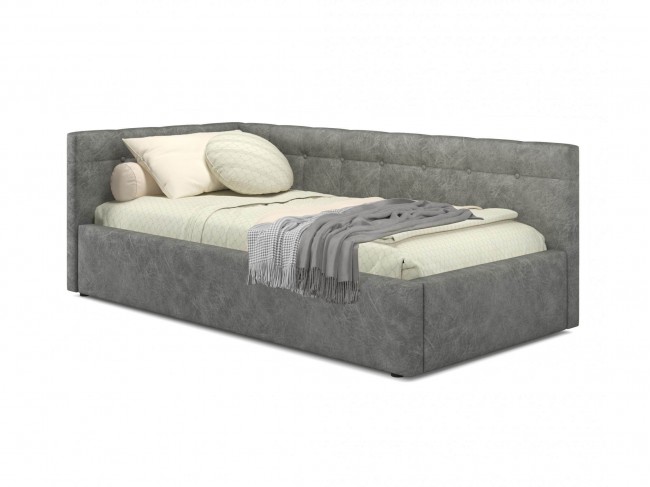 Односпальная кровать-тахта Bonna 900 кожа графит с подъемным мех фото