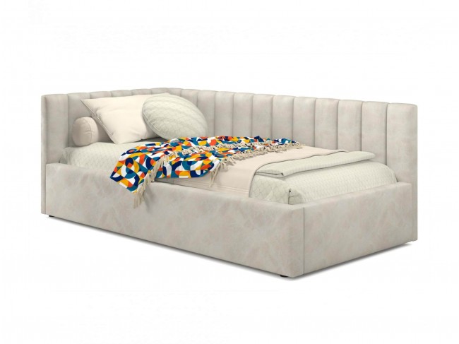 Мягкая кровать Milena 900 кожа кремовый с подъемным механизмом фото