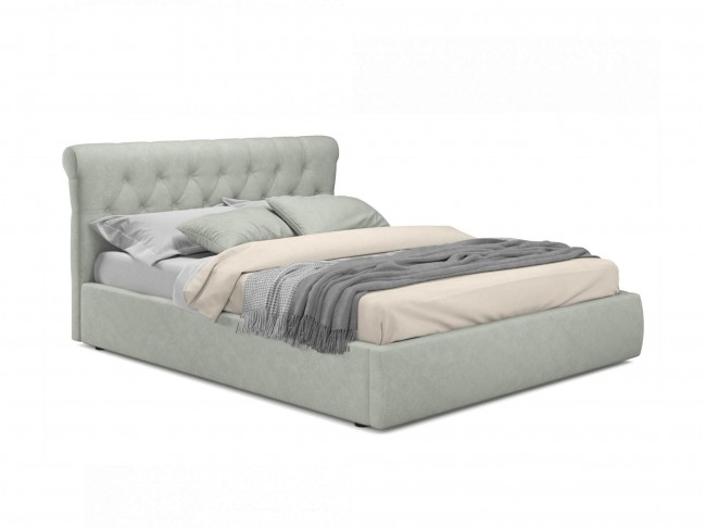 Мягкая кровать Ameli 1600 кожа серый с подъемным механизмом фото