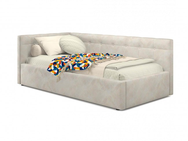 Односпальная кровать-тахта Bonna 900 кожа кремовый с подъемным м фото