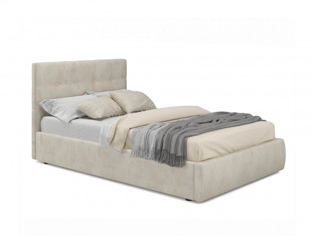 Мягкая кровать Selesta 1200 кожа кремовый с подъемным механизмом фото
