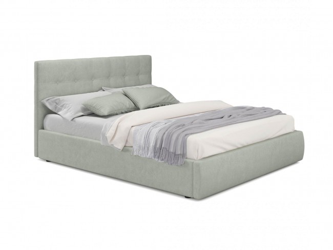 Мягкая кровать Selesta 1600 кожа серый с подъемным механизмом фото