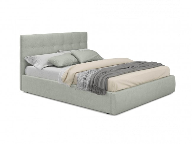 Мягкая кровать Selesta 1400 кожа серый с подъемным механизмом фото