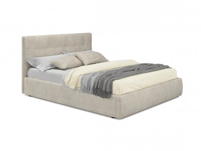 Мягкая кровать Selesta 1600 кожа кремовый с подъемным механизмом фото