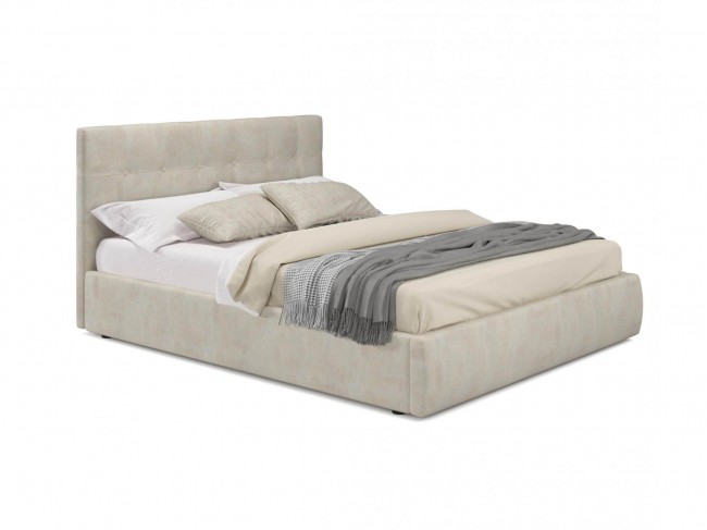 Мягкая кровать Selesta 1800 кожа кремовый с подъемным механизмом фото