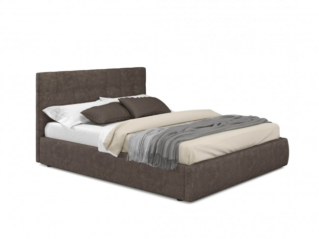 Мягкая кровать Selesta 1600 кожа брауни с подъемным механизмом фото