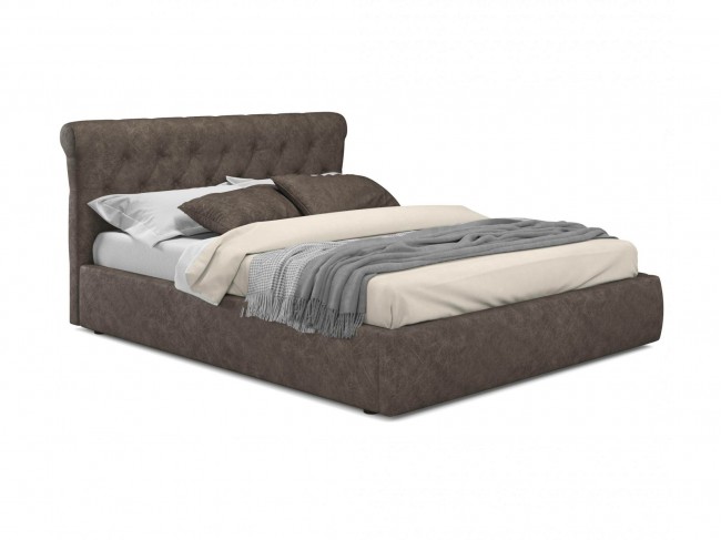 Мягкая кровать Ameli 1600 кожа брауни с подъемным механизмом фото