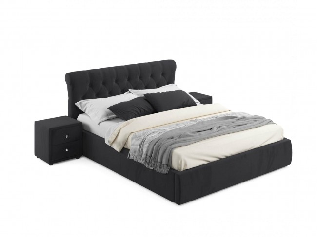 Мягкая кровать с тумбами Ameli 1600 темная с подъемным механизмо фото
