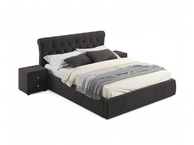 Мягкая кровать с тумбами Ameli 1600 шоколад с подъемным механизм фото