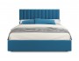 Мягкая кровать с тумбами Olivia 1600 синяя с подъемным механизмо недорого