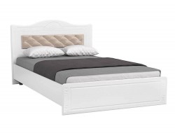 Кровать 1400 с мягким элементом Афина 8 + белое дерево
