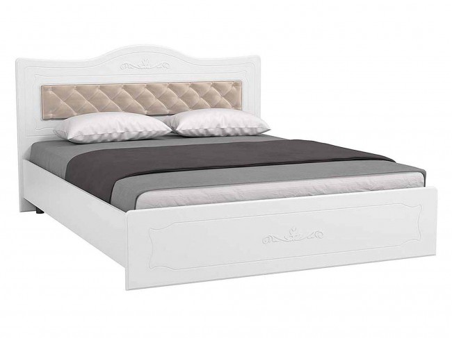 Кровать 1600 с мягким элементом Италия ИТ-9 + ИТ-9А белое дерево фото