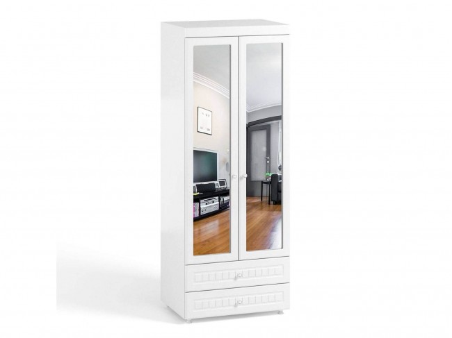 Шкаф 2-х дверный с зеркалами и ящиками (гл.560) Монако МН-50 бел фото