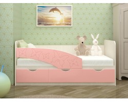 Кровать Детская Бабочки 80х160, розовый металл ( Дуб Кра
