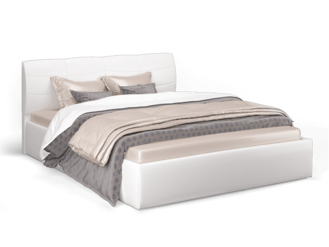Кровать с подъемным механизмом Ривьера 120х200, экокожа белая фото