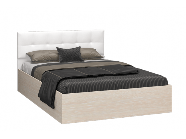 Кровать с подъемным механизмом Селена 160х200, дуб/экокожа белая фото