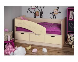 Кровать Детская Бемби-8 МДФ, (Розовый металлик, Ясень шим