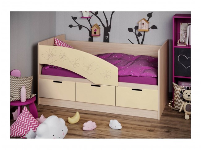 Детская кровать Бемби-8 МДФ, 80х160 (Розовый металлик, Ясень шим фото