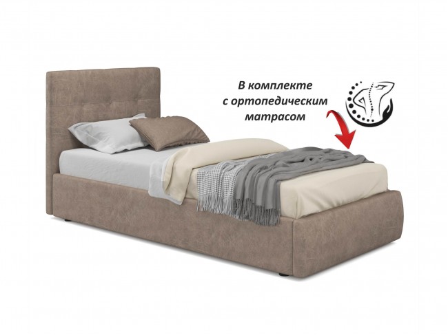 Мягкая кровать Selesta 900 кожа латте с подъемным механизмом с м фото