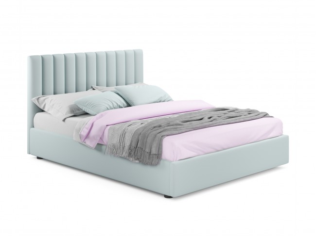 Мягкая кровать Olivia 1400 серая с подъемным механизмом фото