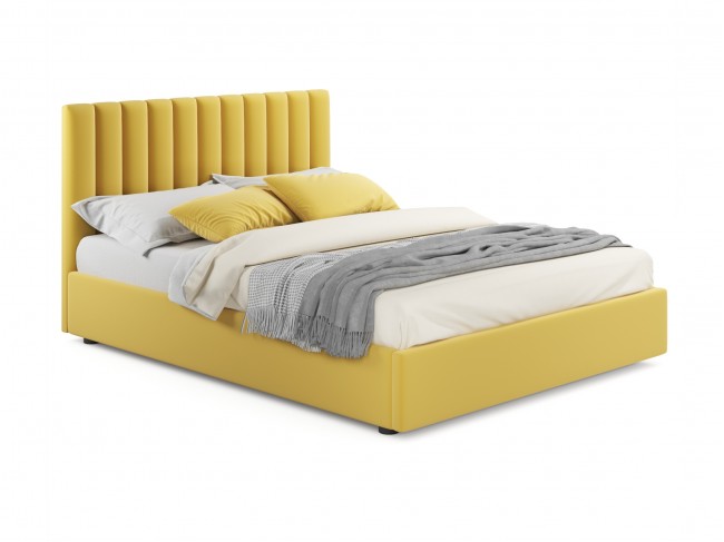 Мягкая кровать Olivia 1800 желтая с ортопедическим основанием фото