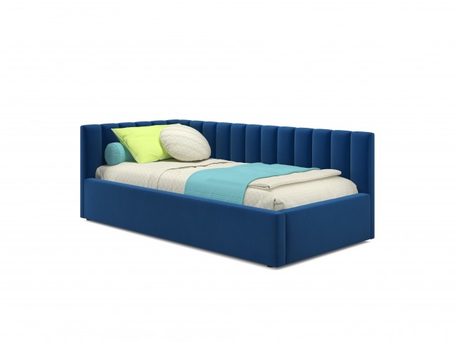 Мягкая кровать Milena 900 синяя с подъемным механизмом и матрасо фото