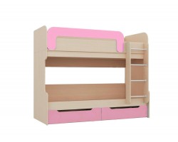 Двухъярусная кровать Юниор-1 80 (Розовый металлик, Дуб белёный)