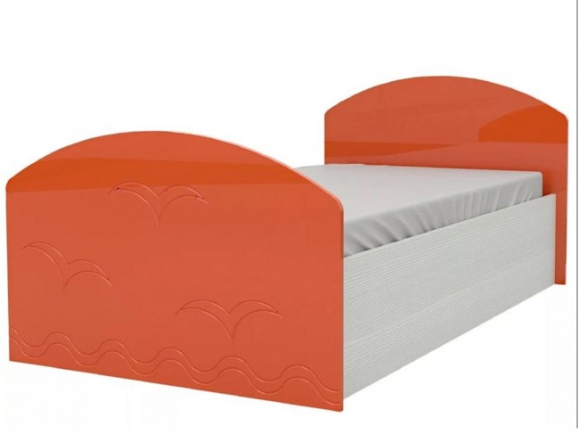 Юниор-2 Детская кровать 80, металлик (Оранжевый металлик, Дуб бе фото
