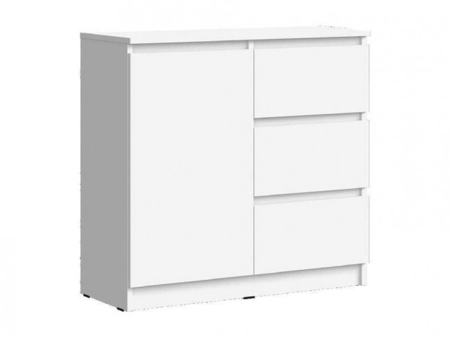 Челси Комод 800 (3 ящика 1 дверь) (Белый глянец холодный, белый) фото