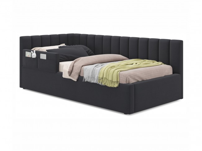 Мягкая кровать Milena с бортиком 900 темная с подъемным механизм фото