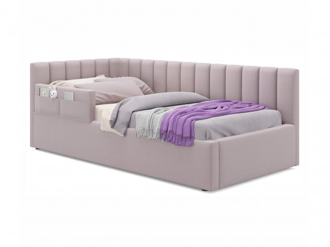 Мягкая кровать Milena с бортиком 900 лиловая с подъемным механиз фото