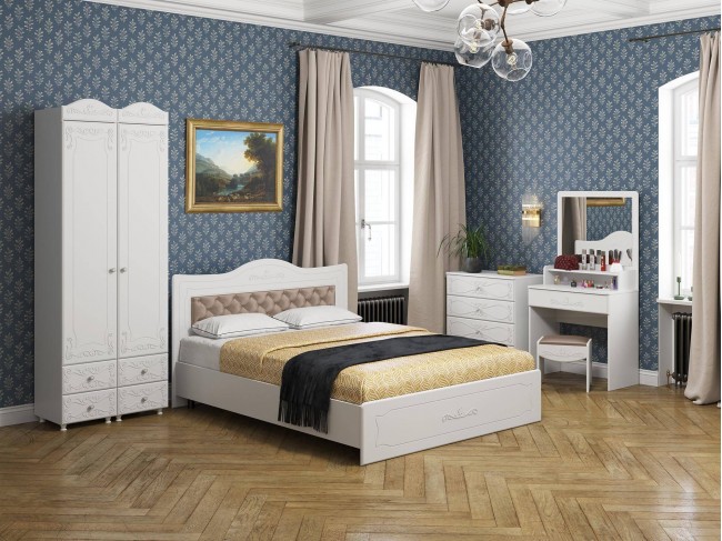 Спальня Италия-2 мягкая спинка белое дерево фото