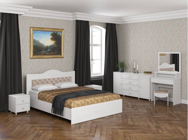 Спальня Италия-5 мягкая спинка белое дерево фото