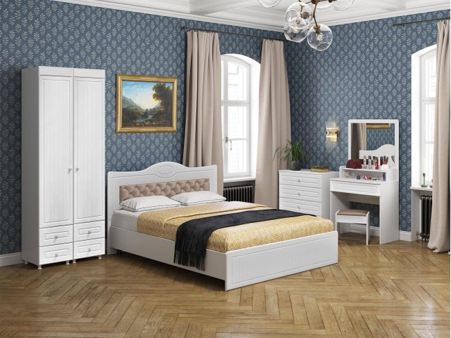 Спальня Монако-2 мягкая спинка белое дерево фото