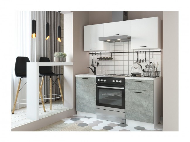 Кухонный гарнитур ЛДСП Дуся 1600 (Белый бриллиант / Цемент, Белы фото