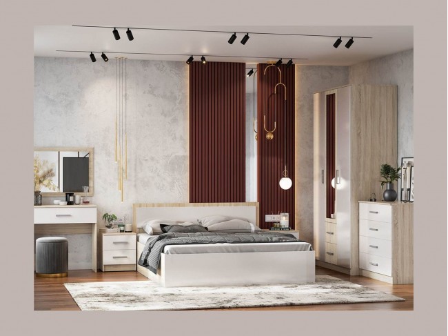 Модульная спальня Мартина, композиция 2 (Белый глянец, Дуб Соном фото