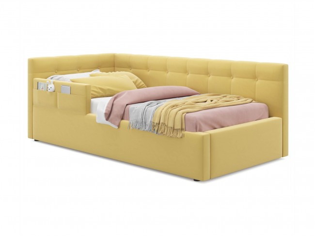 Односпальная кровать-тахта Bonna 900 с защитным бортиком желтая  фото