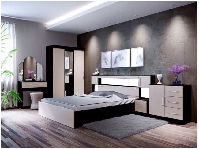 Модульная спальня , композиция 2 (Венге / дуб беленый) фото