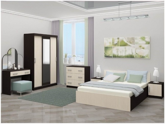 Модульная спальня Басямиф, композиция 1 (Венге / дуб беленый) фото